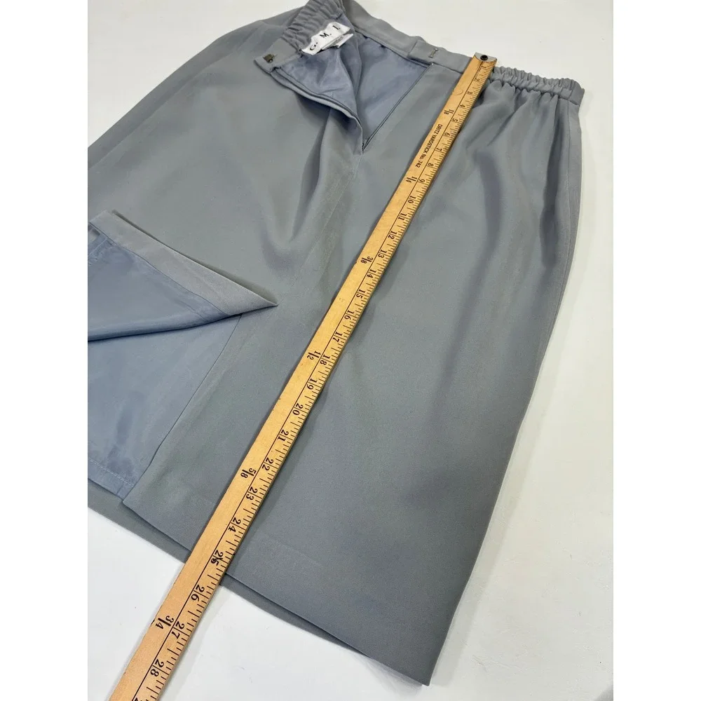 Vintage GMI Gray Pencil Midi Skirt Women Size 10 Waist Lightweight Office